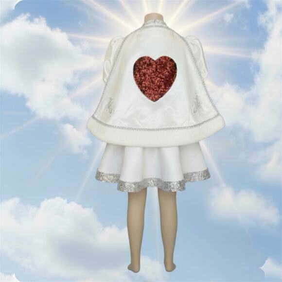 VTG Handmade Cupid Fairy Embellished Rhinestone Fur Top w/Wings Costume Girls XL - Picture 3 of 16